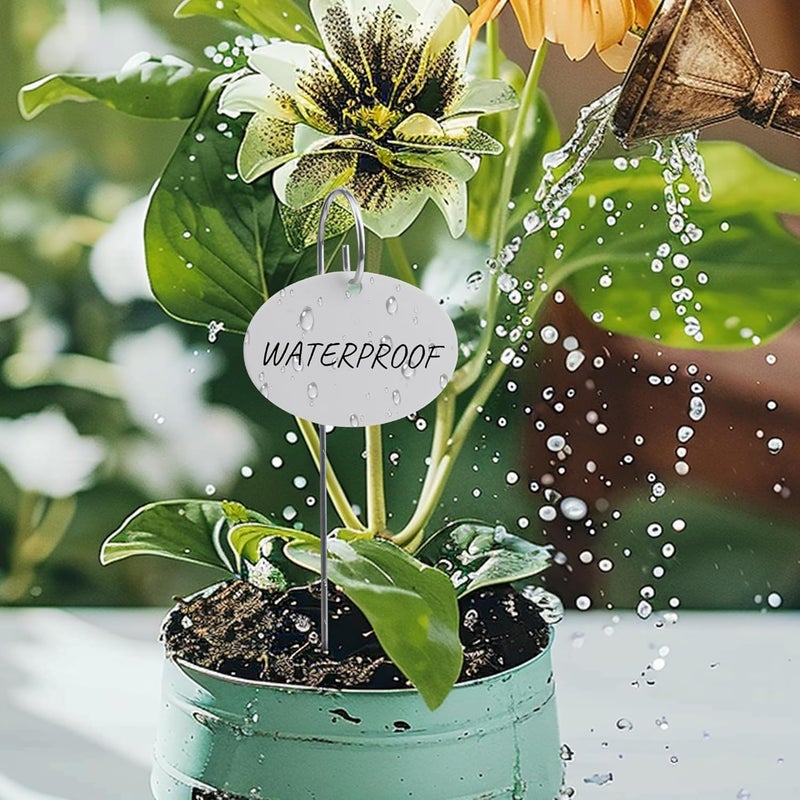 Temlum Plant Labels with Marker Pen, 25 Pcs Plant Garden Markers Garden Label Stakes Plant Sign Tags for Outdoor Plants, Flowers, Herbs, Seed (White) - Image 3